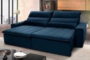 Ver imagem 1 de Sofá Retrátil/Reclinável Patagônia 2,10m Suede Velut Azul Marinho c/ Molas no Assento - King House
