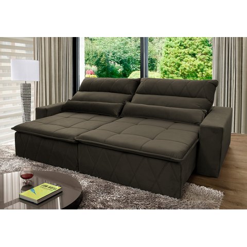 Sofá Retrátil/Reclinável Amsterdam 2,70m Suede Velut com Molas no Assento - King House