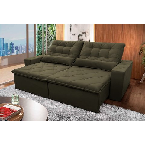 Sofá Retrátil/Reclinável Islândia 2,70m Suede Velut Tabaco c/ Molas no Assento - King House
