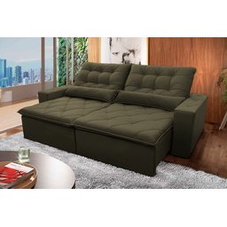 Sofá Retrátil/Reclinável Islândia 3,00m Suede Velut Tabaco c/ Molas no Assento - King House - 2