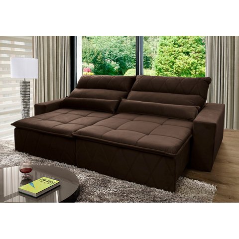 Sofá Retrátil/Reclinável Amsterdam 2,50m Suede Velut com Molas no Assento - King House
