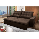 Ver imagem 2 de Sofá Retrátil/Reclinável Islândia 2,50m Suede Velut Marrom c/ Molas no Assento - King House