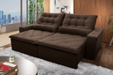 Ver imagem 1 de Sofá Retrátil/Reclinável Islândia 2,10m Suede Velut Marrom c/ Molas no Assento - King House