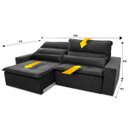 Ver imagem 3 de Sofá Retrátil/Reclinável Amsterdam 2,10m Suede Velut com Molas no Assento - King House