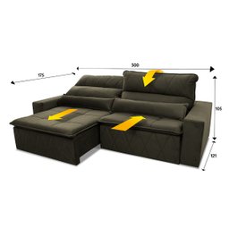 Sofá Retrátil/Reclinável Amsterdam 3,00m Suede Velut com Molas no Assento - King House - 2