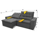 Ver imagem 3 de Sofá Retrátil/Reclinável Islândia 2,10m Suede Velut Cinza c/ Molas no Assento - King House