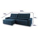 Ver imagem 3 de Sofá Retrátil/Reclinável Montebello 300cm Suede Velut com Molas no Assento - King House