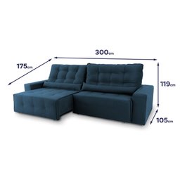 Sofá Retrátil/Reclinável Montebello 300cm Suede Velut com Molas no Assento - King House - 3