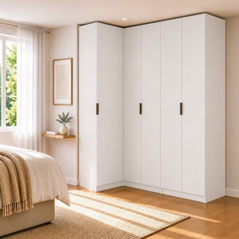 Guarda Roupa de Canto Reto 5 Portas MDF Altezza Clean Belmax:Branco