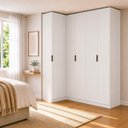 Ver imagem 1 de Guarda Roupa de Canto Reto 5 Portas MDF Altezza Clean Belmax:Branco