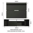 Ver imagem 3 de Rack Madesa Cancun e Painel para TV até 65 Polegadas Preto Cor:Preto