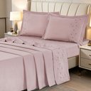 Ver imagem 2 de Jogo de Cama Lençol Queen Nuance Micropercal 300 Fios Malva Bordado Floral 4 Peças