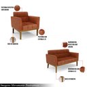 Ver imagem 3 de Conjunto 2 Poltronas e 1 Namoradeira Decorativa Karen Pés Fixo em Madeira Castanho Pu Nozes G19 - Gr