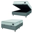 Ver imagem 1 de Cama Box Baú Colchão Casal Espuma D45 Lazio Pillow Top 138x188x70cm Branco / Cinza Hellen