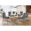 Ver imagem 1 de Conjunto Sala de Jantar 6 Lugares Mesa Munique Tampo Vidro e Cadeiras Madeira Maciça Imperial Móveis