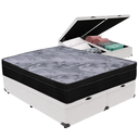 Ver imagem 1 de Cama Box Baú Branco e Colchão Airtech Pampa Molas Ensacadas Queen Ortobom