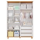 Ver imagem 3 de Guarda Roupa Infantil Alfajor 4 Portas Branco Acetinado/Nature - Permóbili Baby
