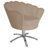 Poltrona Cadeira com Base Giratoria Cromado Pétala Suede Capuccino - 2