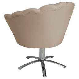 Poltrona Cadeira com Base Giratoria Cromado Pétala Suede Capuccino - 3