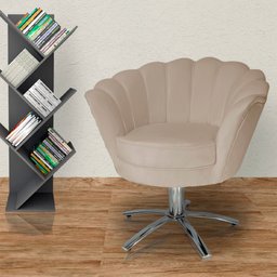 Poltrona Cadeira com Base Giratoria Cromado Pétala Suede Capuccino - 4