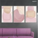 Ver imagem 1 de Kit 03 Quadros Decorativos Abstrato Geometrico Aquarela Rosa Abg039 Vidro Impresso 60x80cm Cada