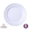 Jogo 6 Pratos Rasos Branco Cilíndrica Porcelana Schmidt - 1