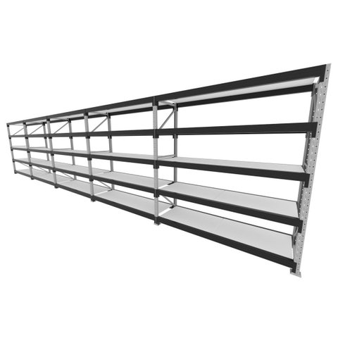 Mini Porta Pallet 200 Kg por Nivel Inicial +4 Continuação com 5 Niveis Preto com Mdf Branco