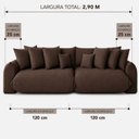 Ver imagem 4 de Sofá Retrátil 6 Lugares Veludo Armani 2,90 Mts Marrom