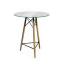 Ver imagem 4 de Conjunto Mesa Bistrô Eames Eiffel Vidro com 3 Banquetas Brancas de Madeira - Cor: Marrom