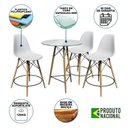 Ver imagem 6 de Conjunto Mesa Bistrô Eames Eiffel Vidro com 3 Banquetas Brancas de Madeira - Cor: Marrom