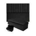 Ver imagem 1 de Kit Cabeceira + Calçadeira Baú Cancun Casal 140cm Suede - Ecotec Decor:Preto