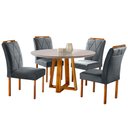 Ver imagem 2 de Conjunto Sala de Jantar Natalle 4 Lugares com Mesa Redonda e Tampo em Vidro 1,2m e 4 Cadeiras Móveis