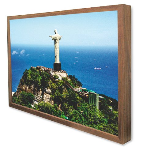 Quadro Decorativo Caixa Alta com Vidro Cidade Rio de Janeiro - Cristo Redentor TaColado Moldura Made