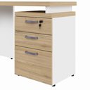 Ver imagem 6 de Mesa em L 1,20m com Gaveteiro 3 Gavetas Pés Painel F5 Office Cor:macadâmia com Branco