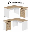 Ver imagem 7 de Mesa em L 1,20m com Gaveteiro 3 Gavetas Pés Painel F5 Office Cor:macadâmia com Branco