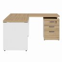 Ver imagem 4 de Mesa em L 1,20m com Gaveteiro 3 Gavetas Pés Painel F5 Office Cor:macadâmia com Branco