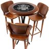 Conjunto Bistro para Varanda Pequena Alta com 3 Banquetas de Madeira e Azulejo - Familia e Amigos - 1