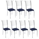 Ver imagem 1 de Kit 7 Cadeiras Iara Cromada Para Cozinha-corino Azul