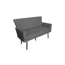 Ver imagem 2 de Namoradeira Decorativa Aurora Suede Cinza Pés Madeira Ms Decor