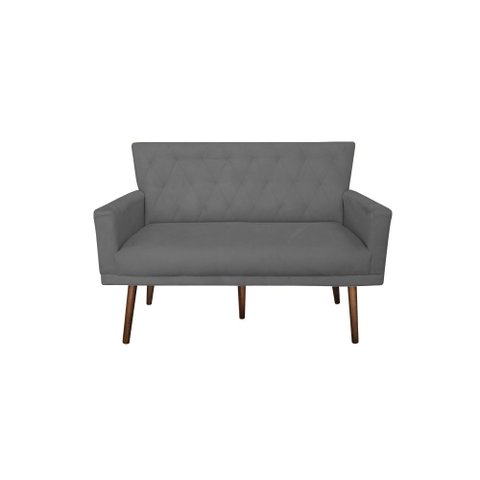 Namoradeira Decorativa Aurora Suede Cinza Pés Madeira Ms Decor