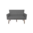 Ver imagem 1 de Namoradeira Decorativa Aurora Suede Cinza Pés Madeira Ms Decor