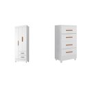 Ver imagem 2 de Quarto Bebê Infantil com Guarda-Roupa 3 Portas e 2 Gavetas com Cômoda 4 Gavetas Branco