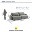 Ver imagem 3 de Sofá Cama Modular Orgânico Retrátil 4 Lugares 230cm com Base em Madeira Maciça Oxford