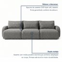 Ver imagem 6 de Sofá Cama Modular Orgânico Retrátil 4 Lugares 230cm Base Madeira Maciça Oxford