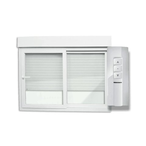 Janela de Correr PVC Branco Veneziana Integrada Automática Anti Ruído Itec - 120x120