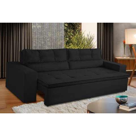 Sofá Retrátil e Reclinável 2 lugares com Molas 1,50m Vegas Suede Preto Adonai Estofados