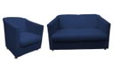 Ver imagem 1 de Kit Namoradeira + 1 Poltrona Decorativa Biane Suede Azul Marinho Pés Cromado Mz Decor