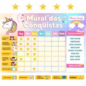 Quadro de Rotina Infantil Unicórnio Atividade para Incentivo