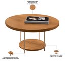 Ver imagem 2 de Mesa de Centro para Sala Redonda Tampo Mdf Pés Aço Allure B01 Cinamomo - Lyam Decor