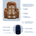 Ver imagem 7 de Poltrona do Papai Reclinável Elétrica com Elevação Massagem e Aquecimento Corino Caramelo